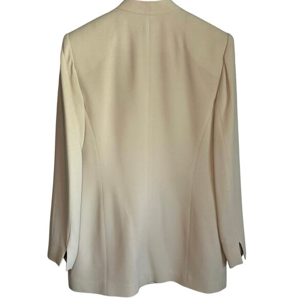 Linda Allard Ellen Tracy 100% Silk Tan Blazer Women’s 8 Classic Style - Picture 2 of 9
